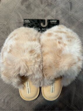 Rebecca Minkoff Ladies Beige Faux Fur Slippers